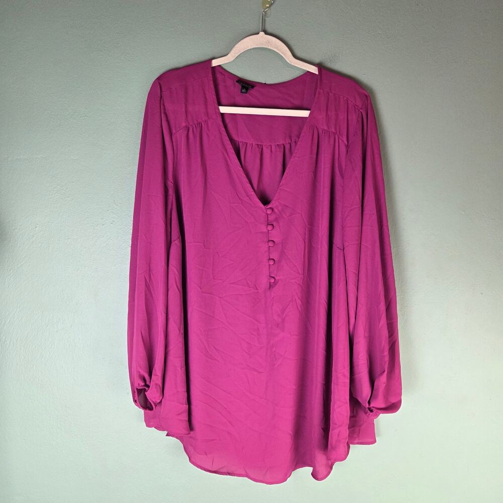 Torrid Womens 3 Harper Pullover Long Sleeve Tunic Top Magenta Career Office Work
